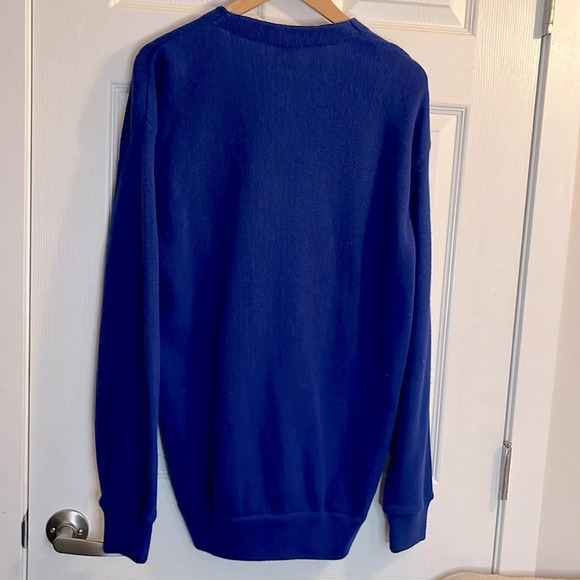 St Michael Vintage 80s Acrylic Long Cardigan Women Royal Blue buttons v neck - Picture 2 of 7